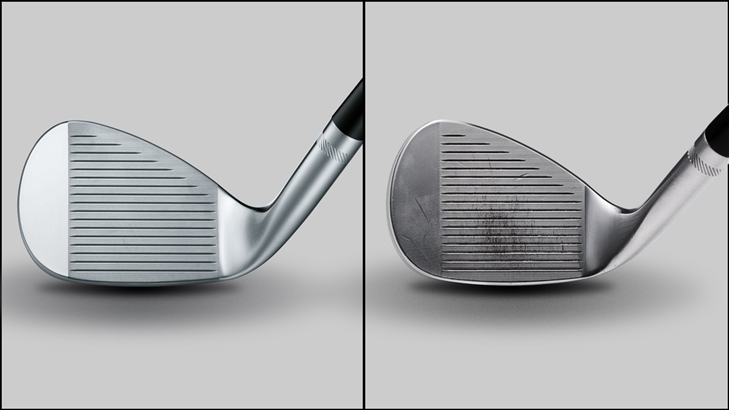 Comparing new golf wedges and wedges with groove wear